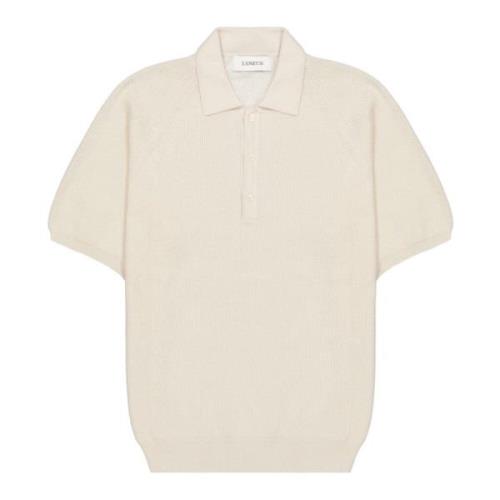 Laneus Mjölk mesh polo med knappstängning Beige, Herr