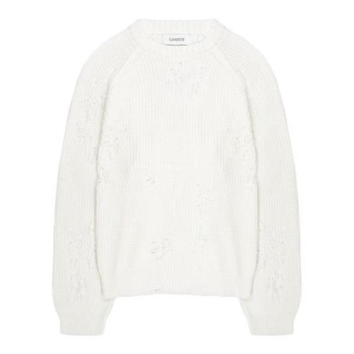 Laneus Vit crewneck-tröja med förstörd effekt White, Dam