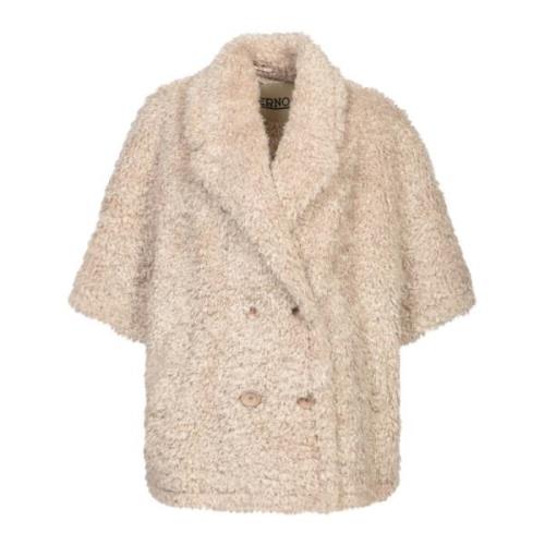 Herno Beige Faux Fur Dubbelknäppt Jacka Beige, Dam