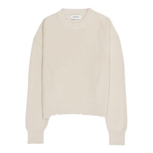 Laneus Crop crewneck mjölktröja med förstörd effekt Beige, Dam