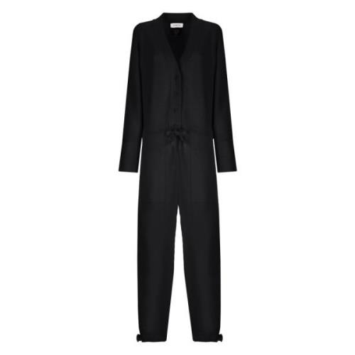 Laneus Ull och Angora V-ringad Jumpsuit Black, Dam