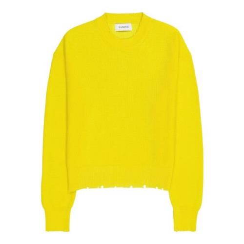 Laneus Gul tröja med förstörd effekt och crop crewneck Yellow, Dam