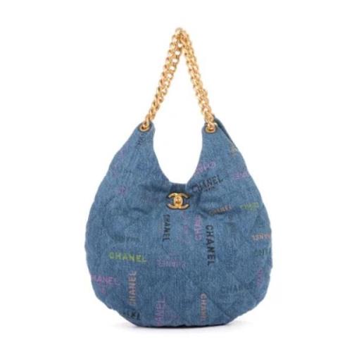 Chanel Vintage Pre-owned Canvas axelremsvskor Blue, Dam