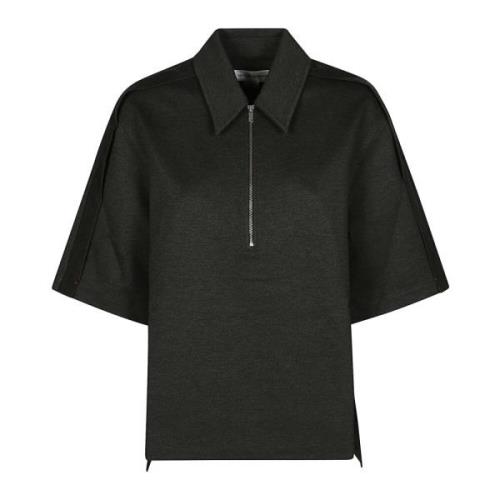 Victoria Beckham Zip Detail Polo Top Gray, Dam