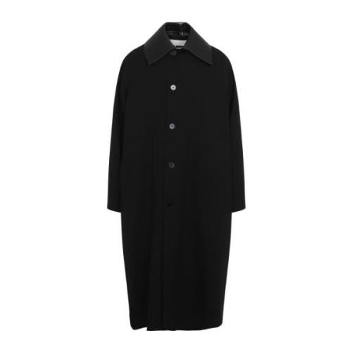 Jil Sander Elegant Svart Yllekappa Aw24 Black, Herr