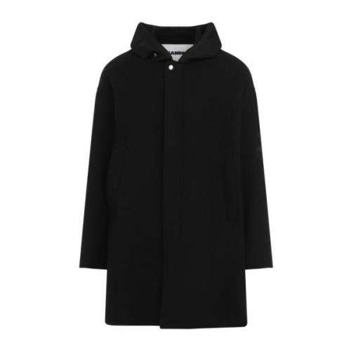 Jil Sander Svart ullparka för män Black, Herr