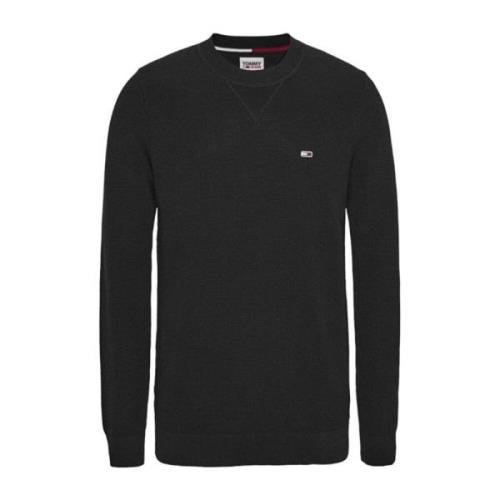 Tommy Jeans Rak passform 100% bomullstickad tröja Black, Herr