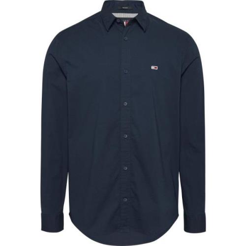 Tommy Jeans Blå Slim Poplin Skjorta Blue, Herr