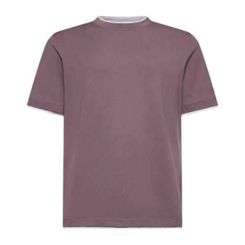 Brunello Cucinelli Herr Svart Bomull T-shirt med Rund Halsringning Pur...