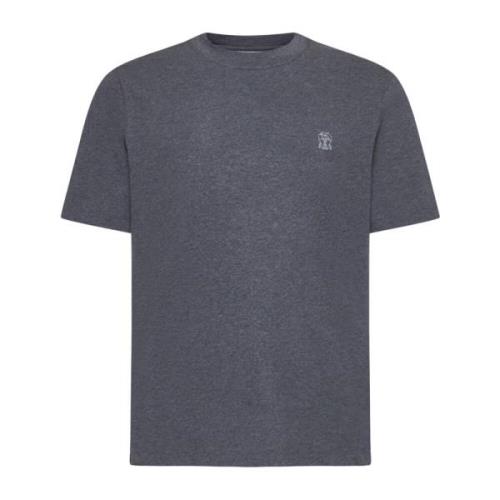 Brunello Cucinelli Tryckta Crew Neck T-shirts och Polos Gray, Herr