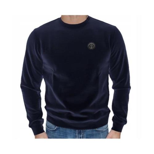 Plein Sport Herr Crewneck Sweatshirt med Logo Blue, Herr