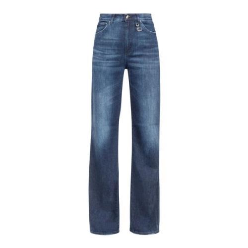 Dondup Mörk Tvätt Höga Midja Breda Ben Jeans Blue, Dam