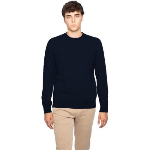 Alpha Studio Blå Virgin Wool Crewneck Sweatshirt Blue, Herr