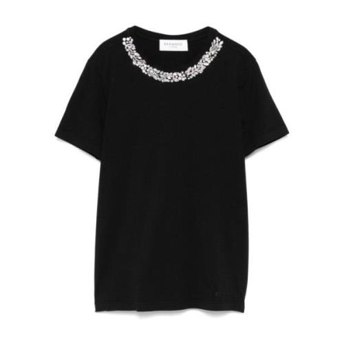 Ermanno Scervino Kristallprydd Svart T-shirt Black, Dam