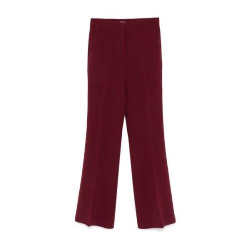 Alberto Biani Bordeaux Straight Byxor Crepe Tyg Red, Dam