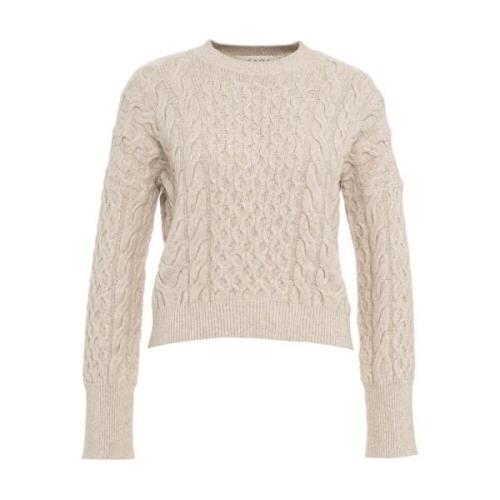 Kaos Brun Stickat Aw24 Stiligt och Mysigt Beige, Dam