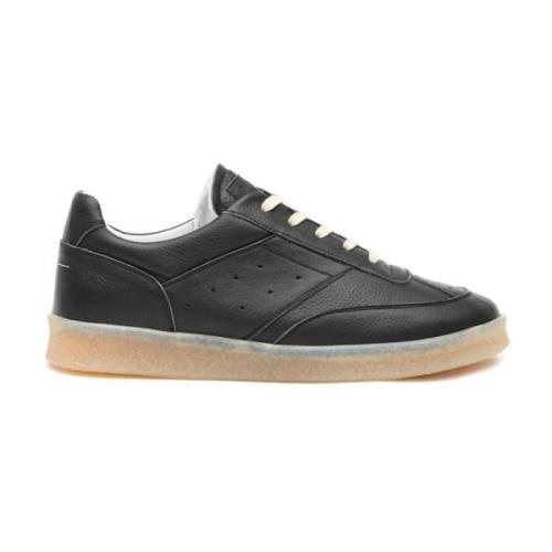 MM6 Maison Margiela Svarta Korniga Läderpanel Sneakers Black, Herr