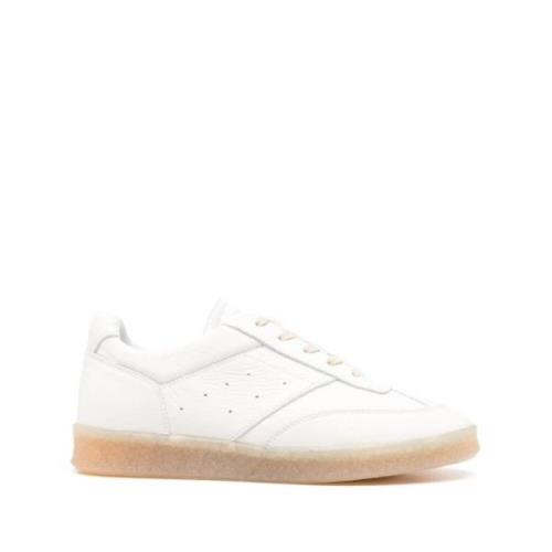 MM6 Maison Margiela Vita Lädersneakers Med Kornig Textur White, Herr