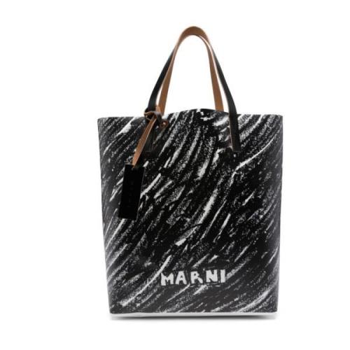 Marni Svart Toteväska med Logotyptryck Black, Herr