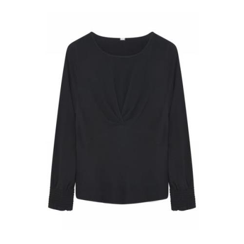 Gustav Elegant Svart Blus med Knutdetalj Black, Dam