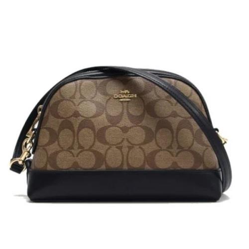 Coach Pre-owned Pre-owned Belagd canvas axelremsvskor Brown, Dam