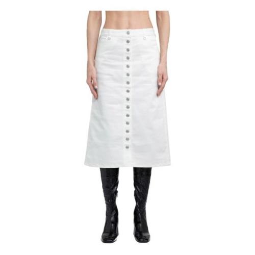 Courrèges Vit Denimkjol med D-Ring Bälte White, Dam