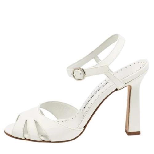 Manolo Blahnik Pre-owned Pre-owned Laeder sandaler White, Dam