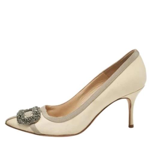 Manolo Blahnik Pre-owned Pre-owned Canvas klackskor Beige, Dam