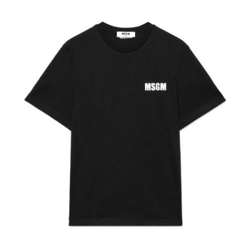 Msgm Svart Impact Logo Jersey T-shirt Black, Herr