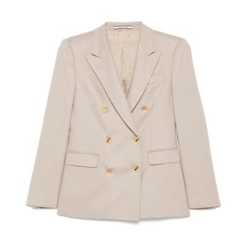 Tagliatore Beige Ylleblandning Blazer Jacka Beige, Dam