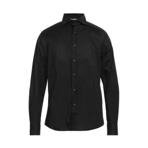 Aquascutum Broderad Bomullsskjorta Regular Fit Black, Herr