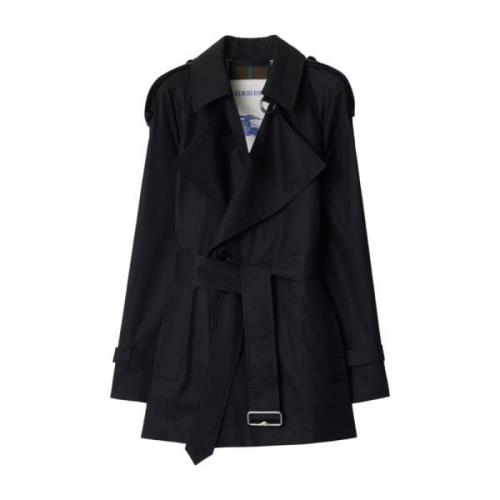 Burberry Svart Bomull Trenchcoat Black, Dam