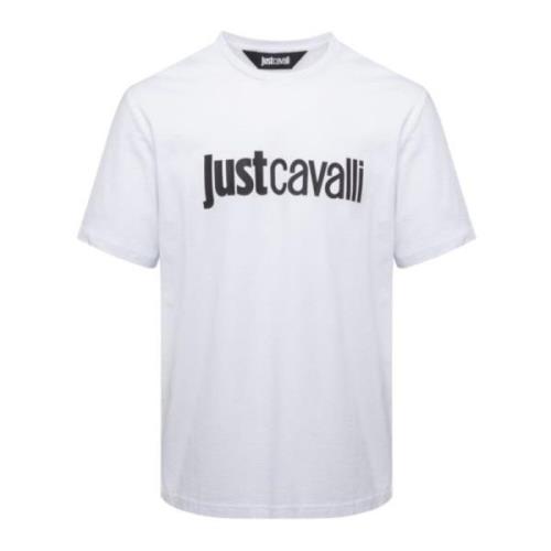 Just Cavalli Vit Bomull T-shirt med Frontlogo White, Herr