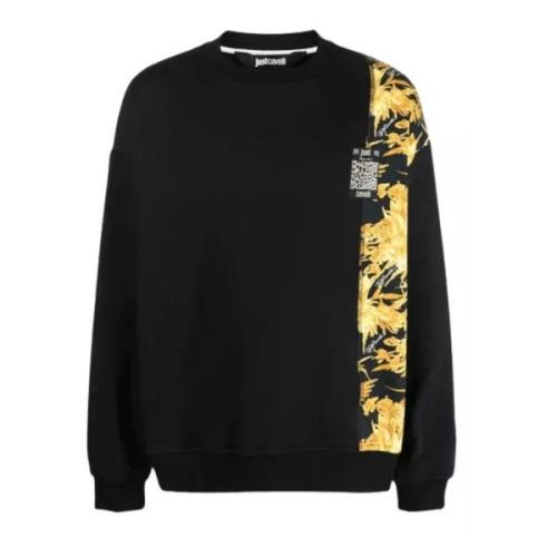 Just Cavalli Svart blommig bomullssweatshirt med logotyp Black, Herr