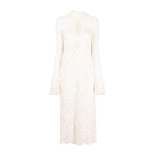 Paco Rabanne Ivory Lång Klänning Elegant Robe Stil Beige, Dam