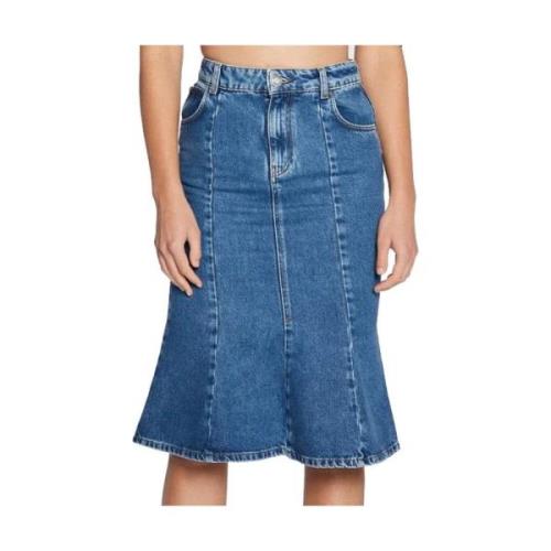 Pinko Denimblå Midi Kjol Blue, Dam