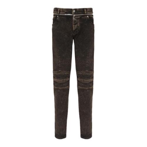 Balmain Slim-fit jeans med dragkedja bälte Black, Herr