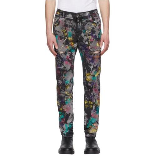 Dolce & Gabbana Svart Bomull Tvättad Målningsstänk Jeans Multicolor, H...