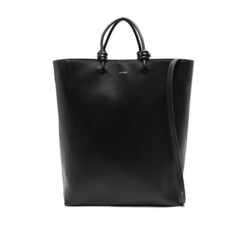 Jil Sander Svart Läder Toteväska Knutdetaljer Black, Dam