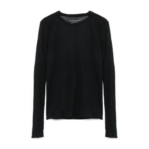 Majestic Filatures Svart Crew Neck Stickad Tröja Black, Dam