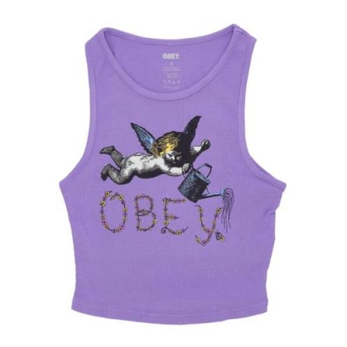 Obey Cherub Megan Tanks Lila Blomma Top Purple, Dam