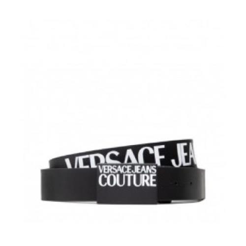 Versace Jeans Couture Svart Reversibel Bälte med Vitt Logotyp Black, H...