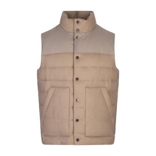 Kiton Brun Quiltad Gilet med Grå Insatser Brown, Herr