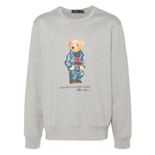 Ralph Lauren Polo Bear Crewneck Sweatshirt Gray, Herr