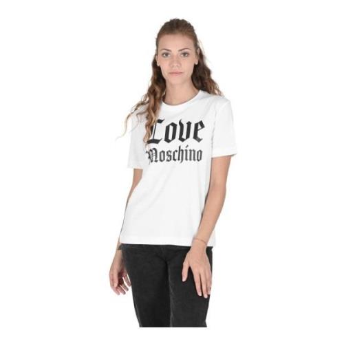 Love Moschino Vit Bomull T-shirt White, Dam