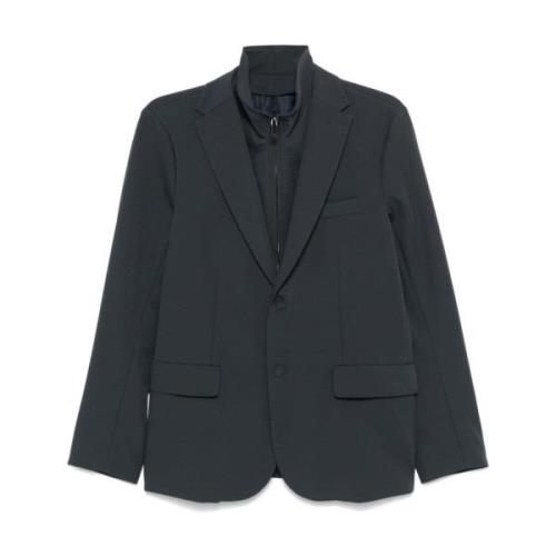 Emporio Armani Blå Laminerad Jacka med Avtagbar Panel Blue, Herr