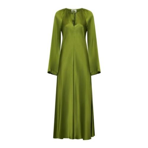 Forte Forte Sidensatin Kaftan Klänning Green, Dam