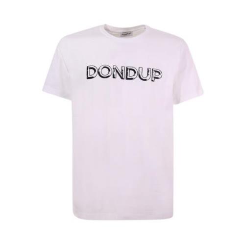 Dondup Vit Crew-neck T-shirt med Logo White, Herr