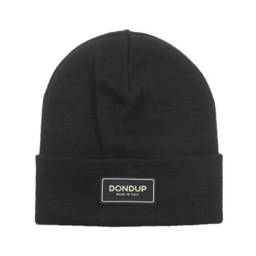 Dondup Svart Stickad Logopatch Hatt Black, Herr