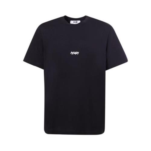 Msgm Svart Crew-neck T-shirt med Logo Black, Herr